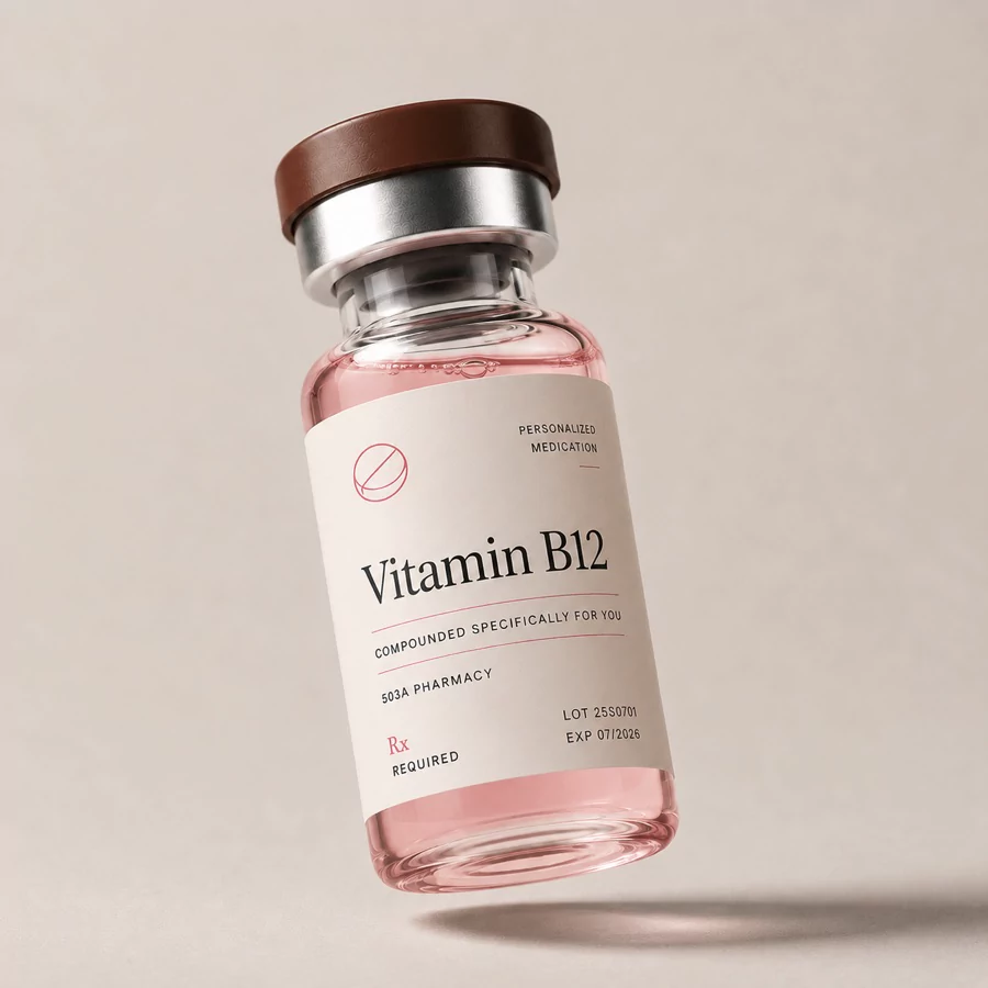 Vitamin B12 vial, compounded prescription injection